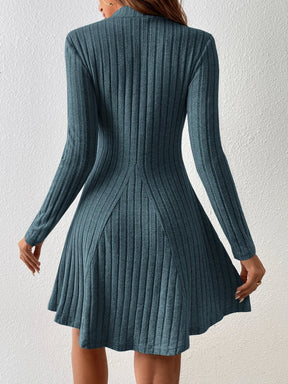 Ribbed Knit Maxi Dress – Lace-Up Waist