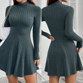 Ribbed Knit Maxi Dress – Lace-Up Waist