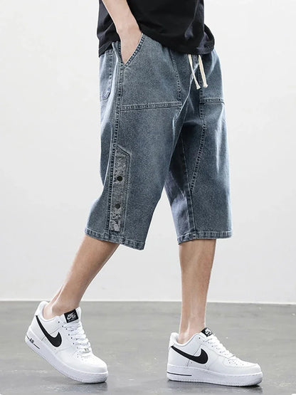 Trendy Calf-Length Jeans Shorts