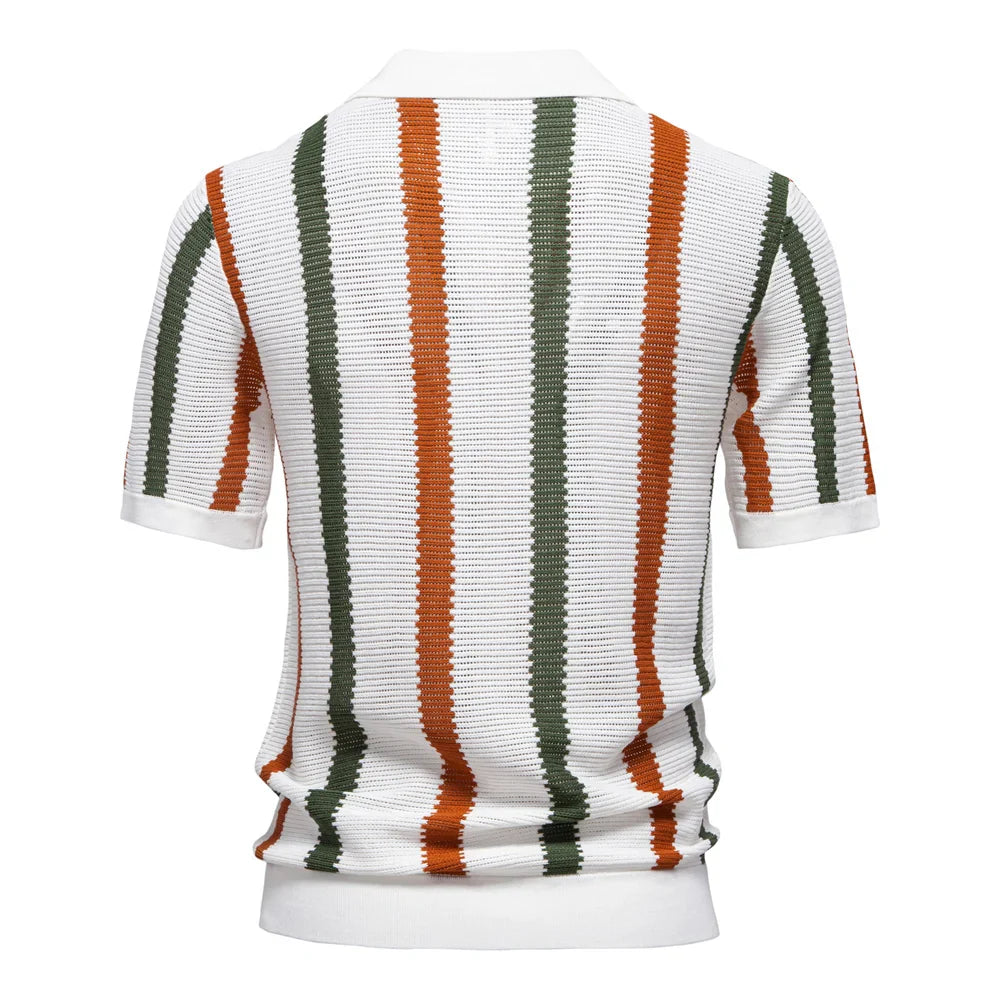 Modern Men's Polo Shirt – Casual Stripes & Slim Fit