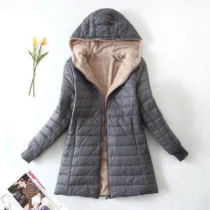 Hooded Mid-Length Cotton Coat