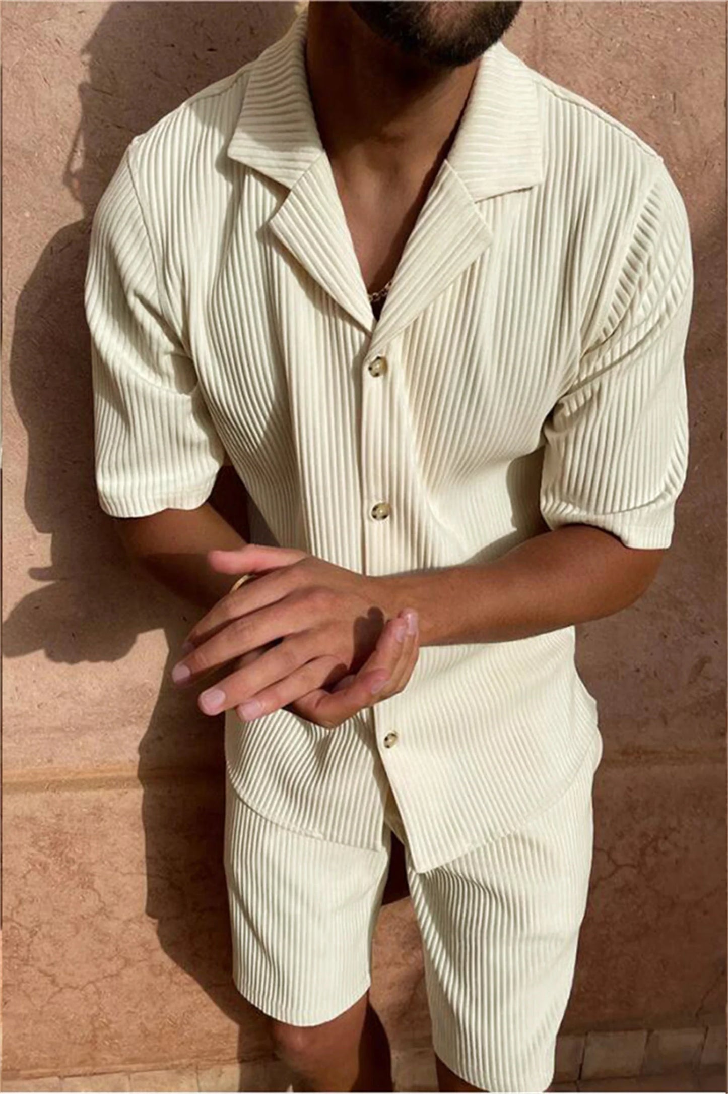 Men's Corduroy Summer Set – Shirt and Shorts