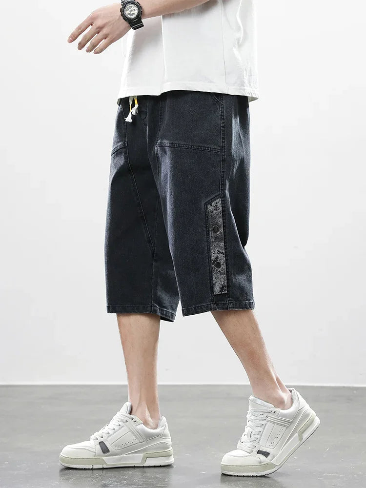 Trendy Calf-Length Jeans Shorts