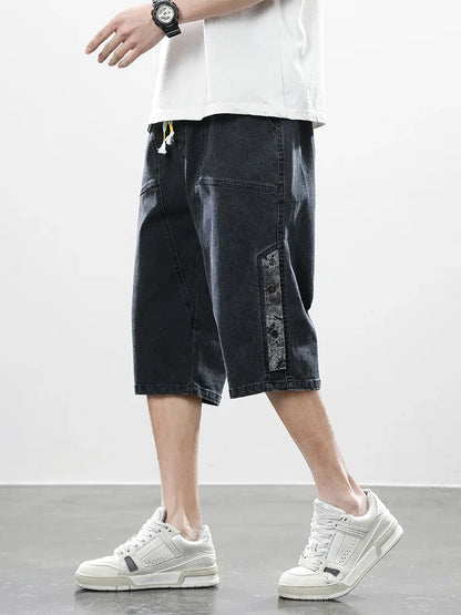 Trendy Calf-Length Jeans Shorts