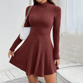 Ribbed Knit Maxi Dress – Lace-Up Waist