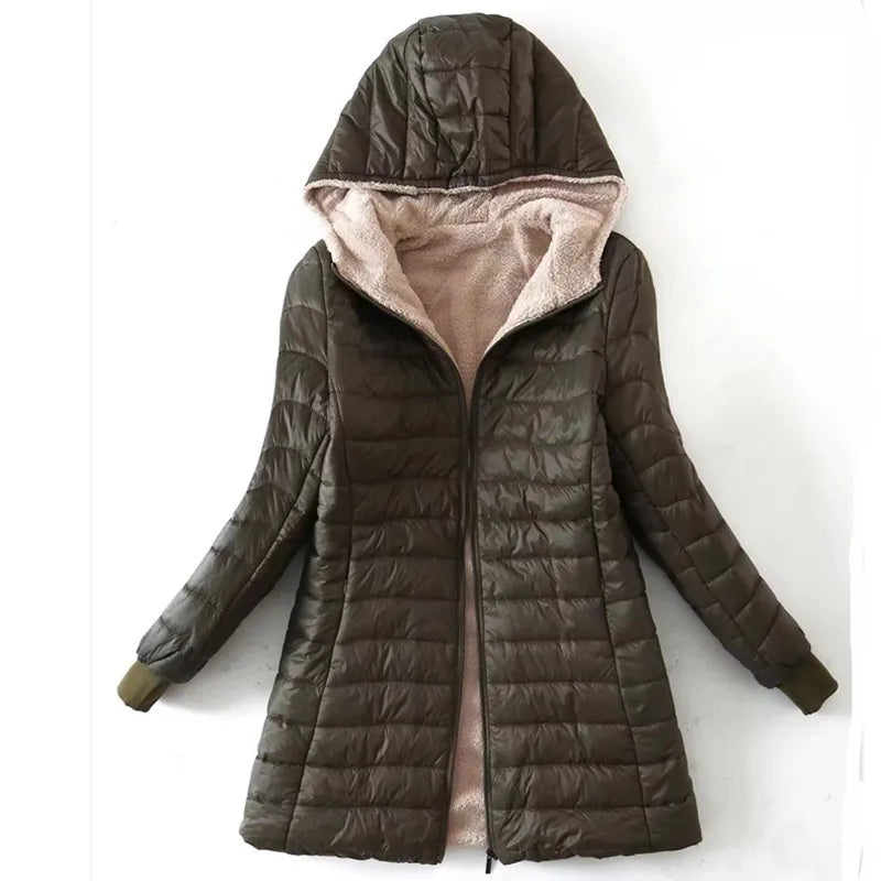 Hooded Mid-Length Cotton Coat