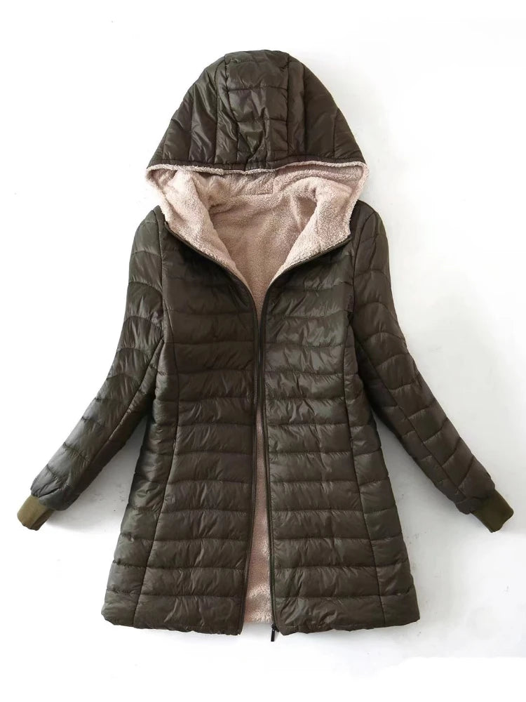 Hooded Mid-Length Cotton Coat