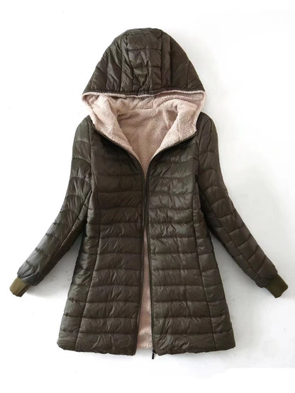 Hooded Mid-Length Cotton Coat