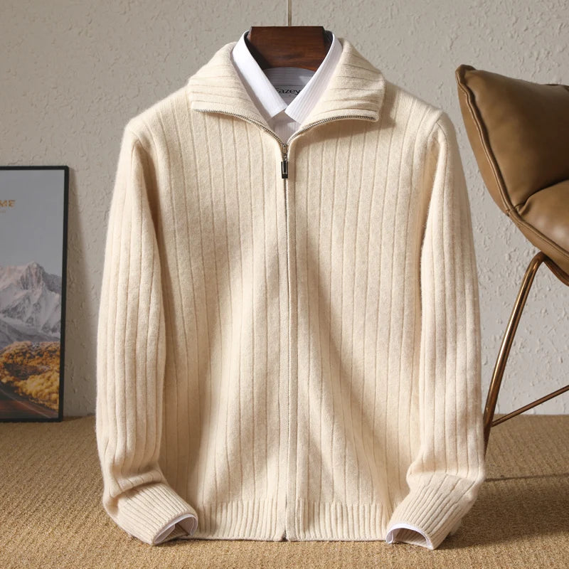 Merino Wool Zip Cardigan