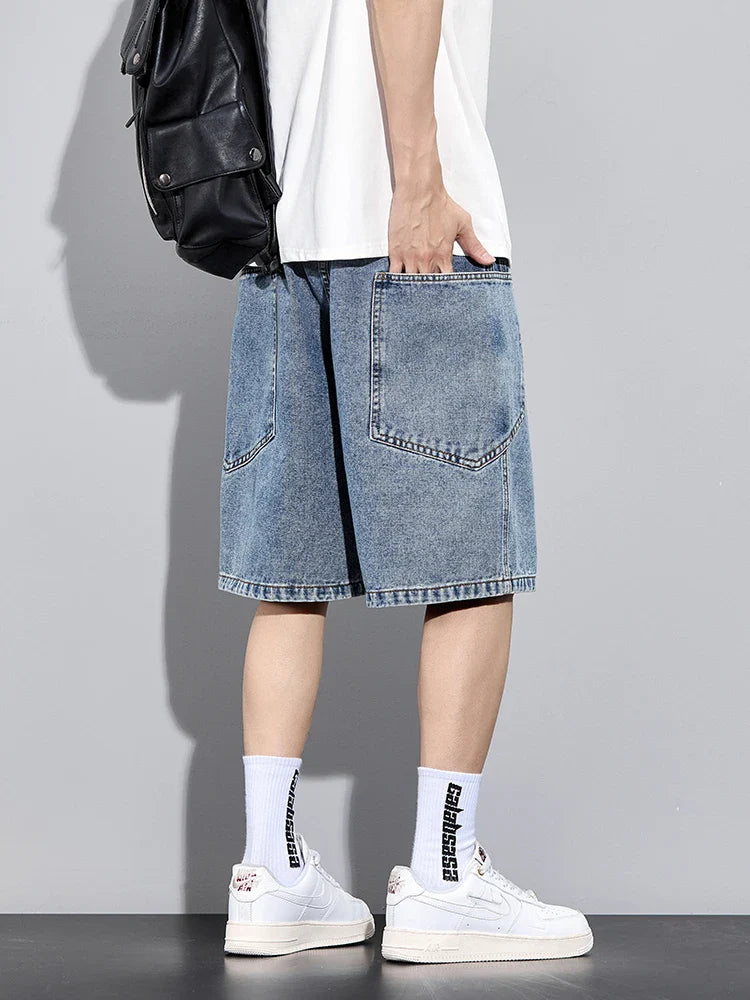Urban Denim Shorts – Elasticated Waist and Straight Cut