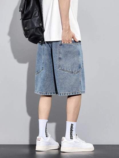 Urban Denim Shorts – Elasticated Waist and Straight Cut
