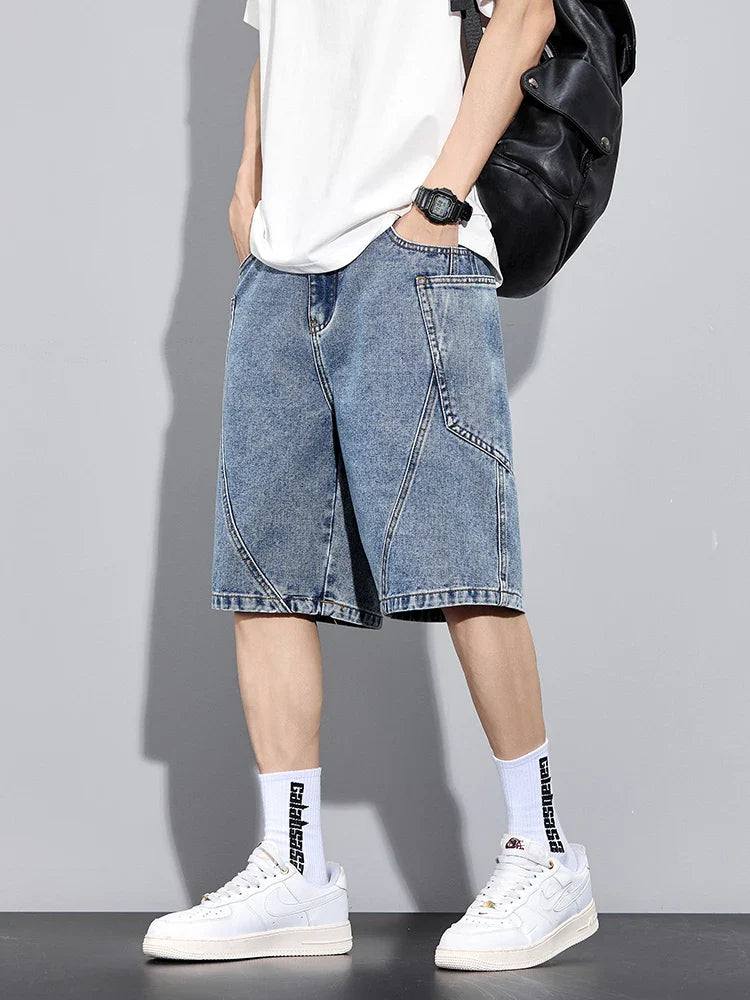 Urban Denim Shorts – Elasticated Waist and Straight Cut