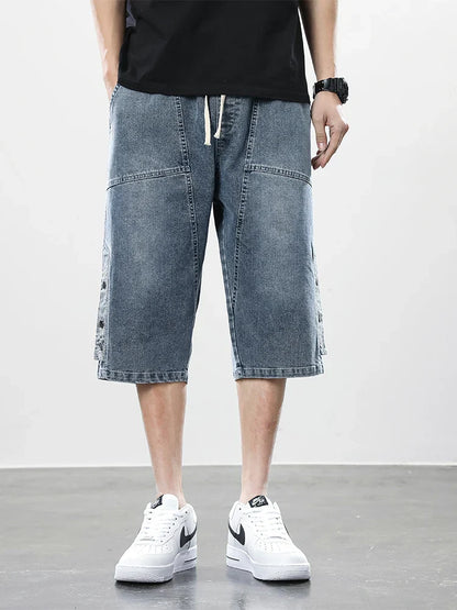 Trendy Calf-Length Jeans Shorts
