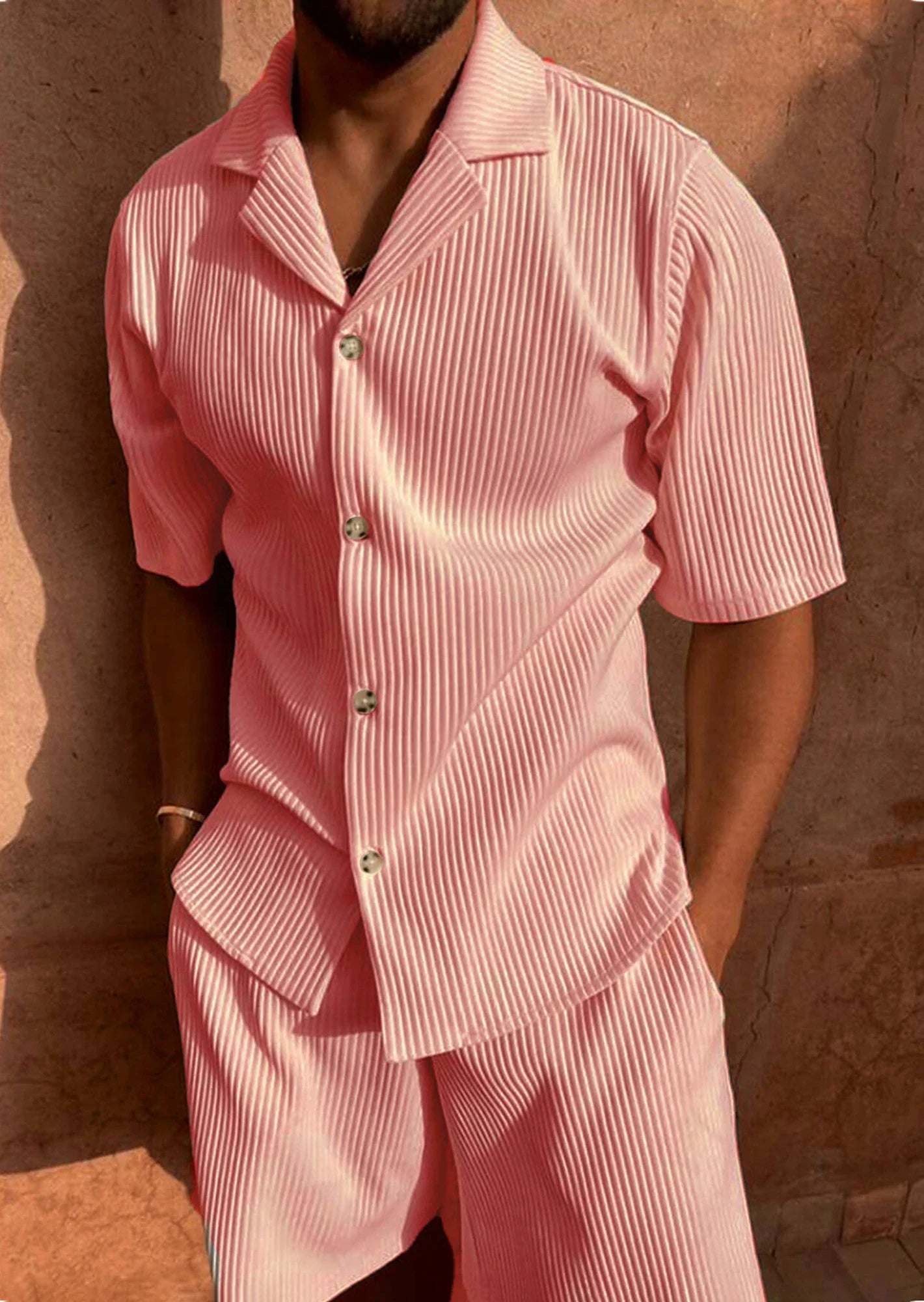 Men's Corduroy Summer Set – Shirt and Shorts