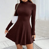 Ribbed Knit Maxi Dress – Lace-Up Waist