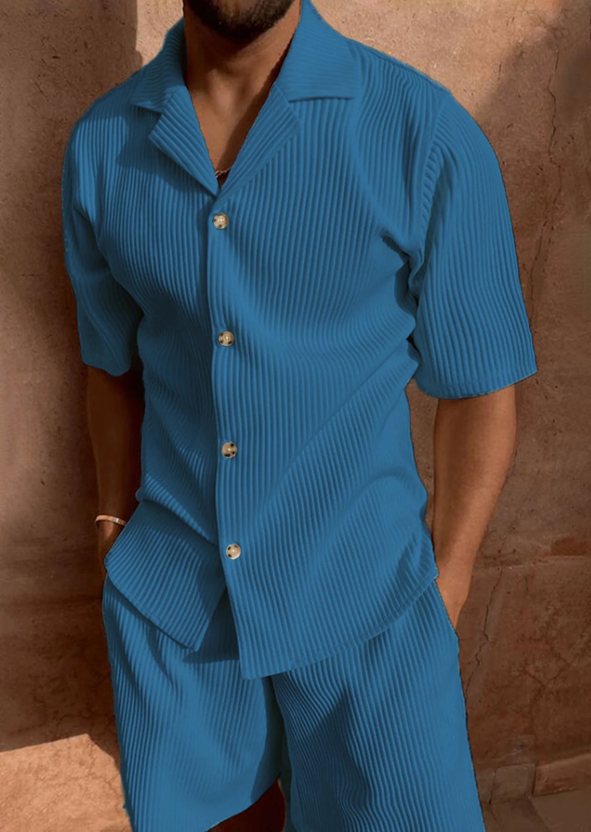 Soleé Summer Shirt and Shorts Set – Men's 2-Piece Casual Outfit