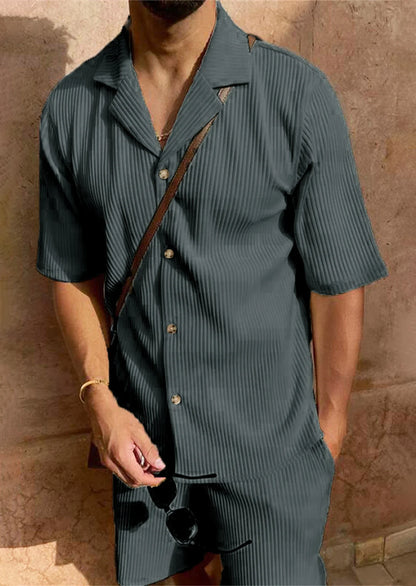 Men's Corduroy Summer Set – Shirt and Shorts