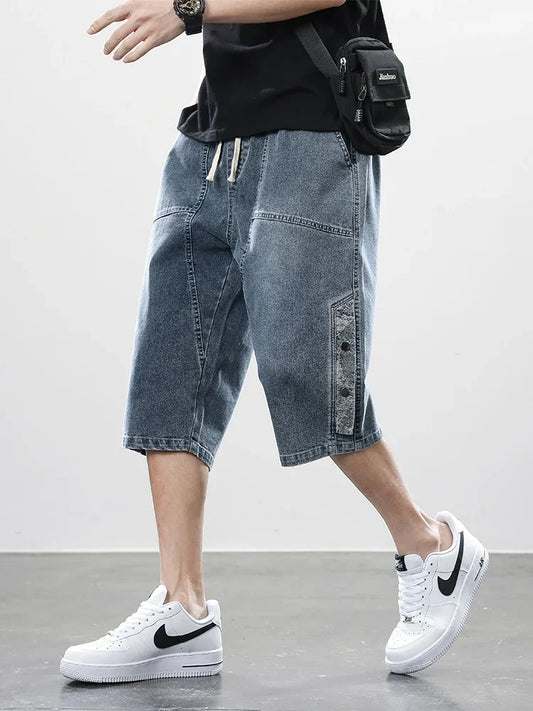 Trendy Calf-Length Jeans Shorts