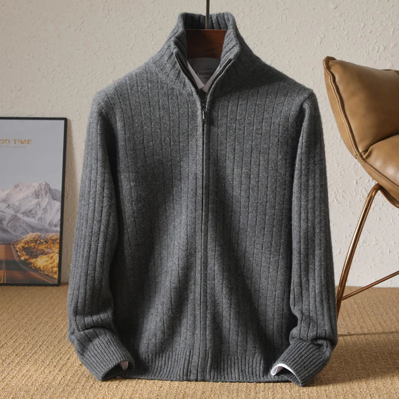 Merino Wool Zip Cardigan