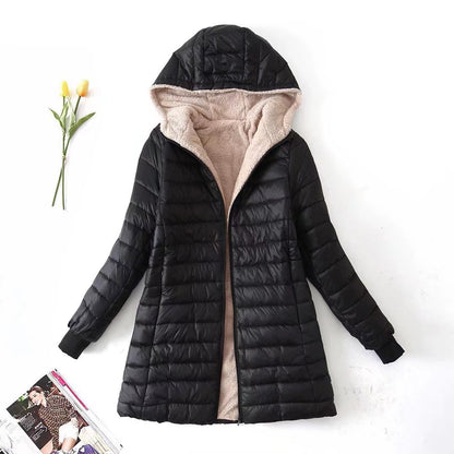 Hooded Mid-Length Cotton Coat