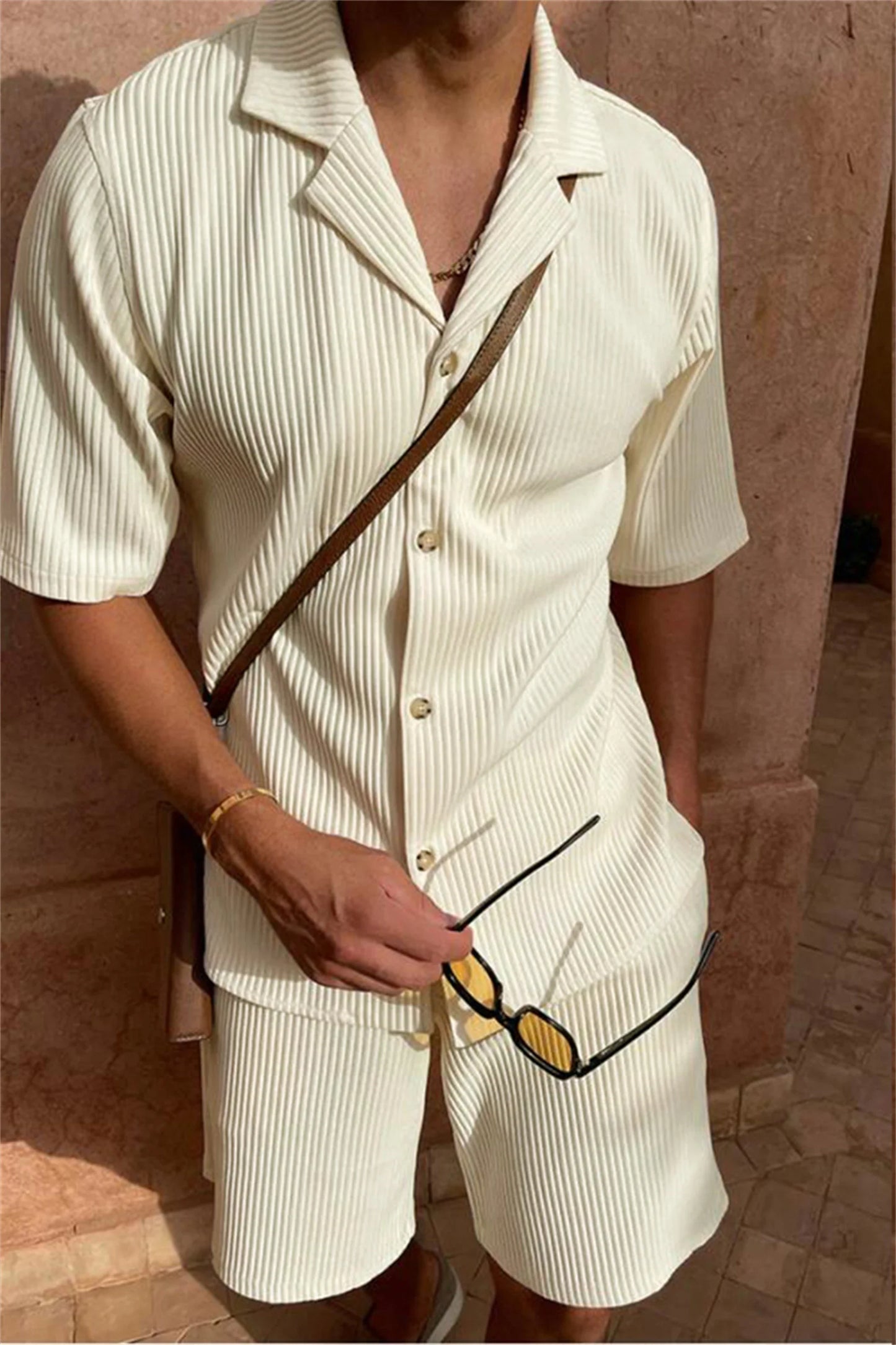 Men's Corduroy Summer Set – Shirt and Shorts