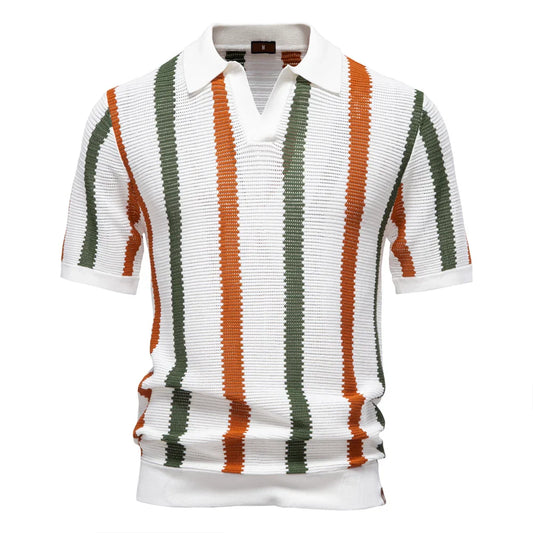 Modern Men's Polo Shirt – Casual Stripes & Slim Fit