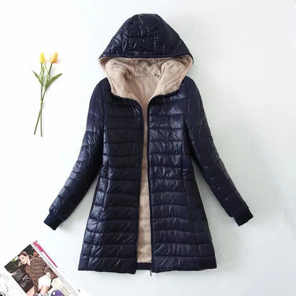 Hooded Mid-Length Cotton Coat