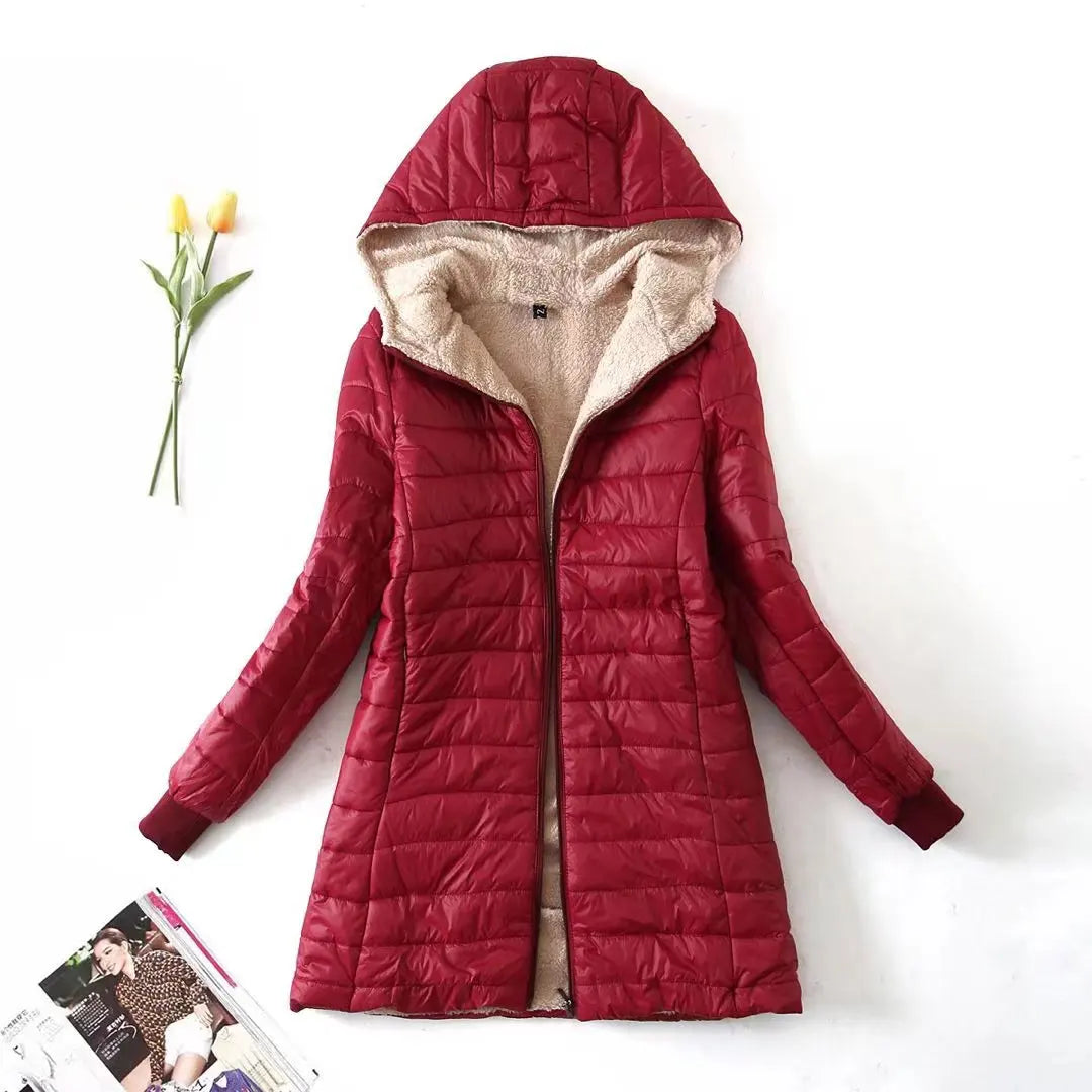 Hooded Mid-Length Cotton Coat