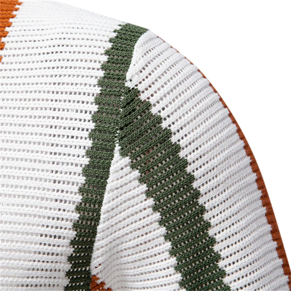 Modern Men's Polo Shirt – Casual Stripes & Slim Fit