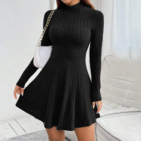 Ribbed Knit Maxi Dress – Lace-Up Waist