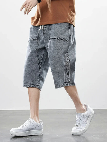 Trendy Calf-Length Jeans Shorts