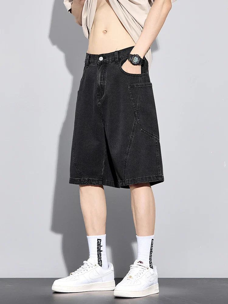Urban Denim Shorts – Elasticated Waist and Straight Cut