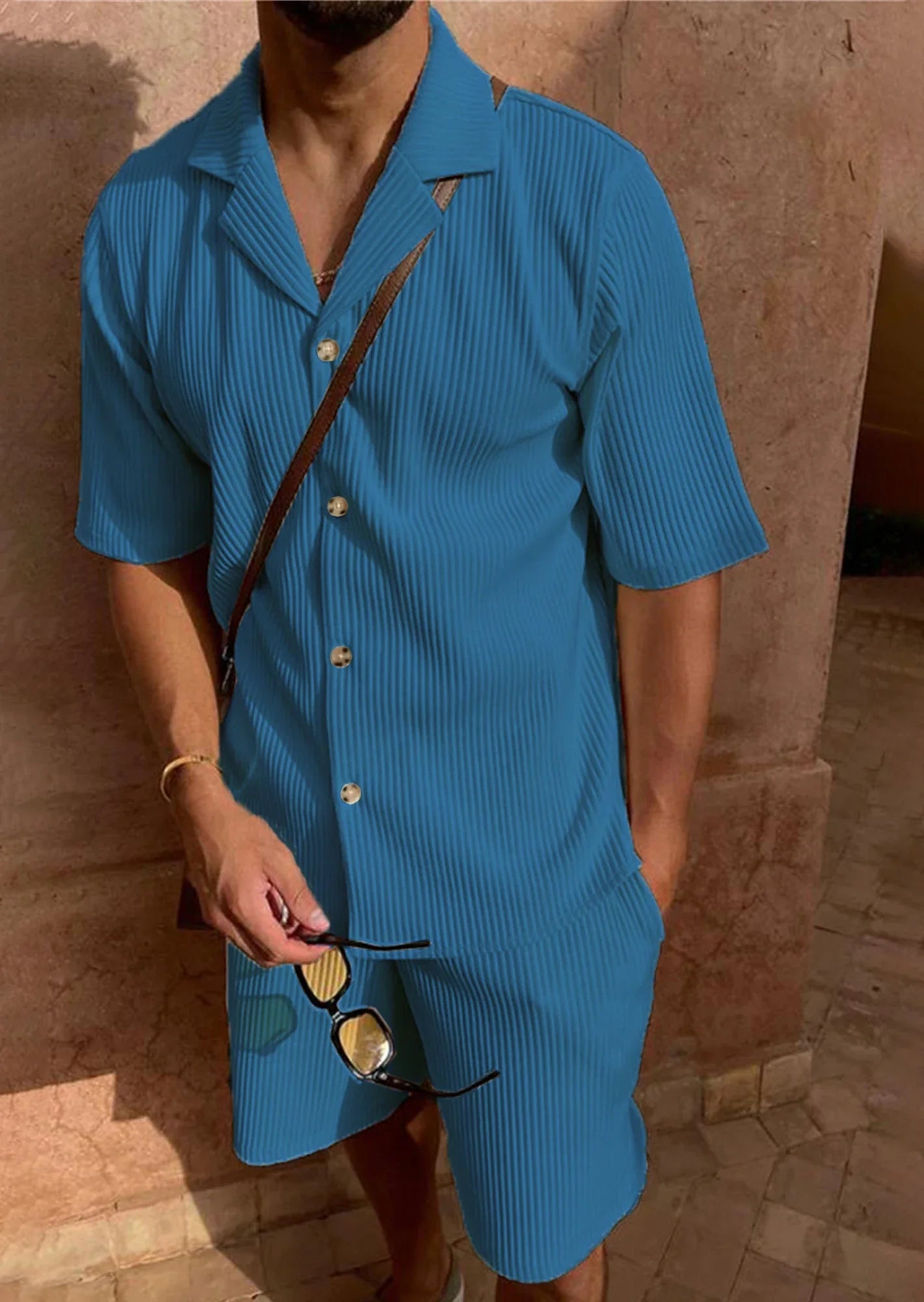 Men's Corduroy Summer Set – Shirt and Shorts